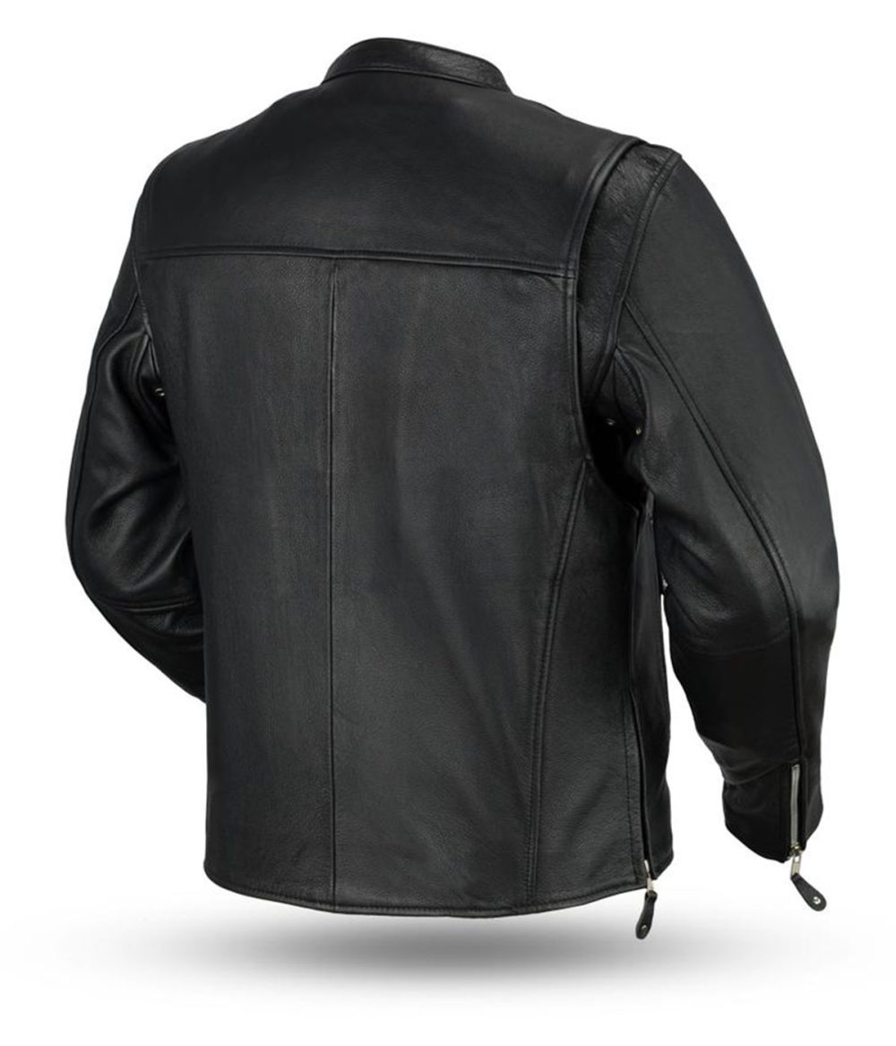 Men’s Cafe Style Clean Leather Jacket