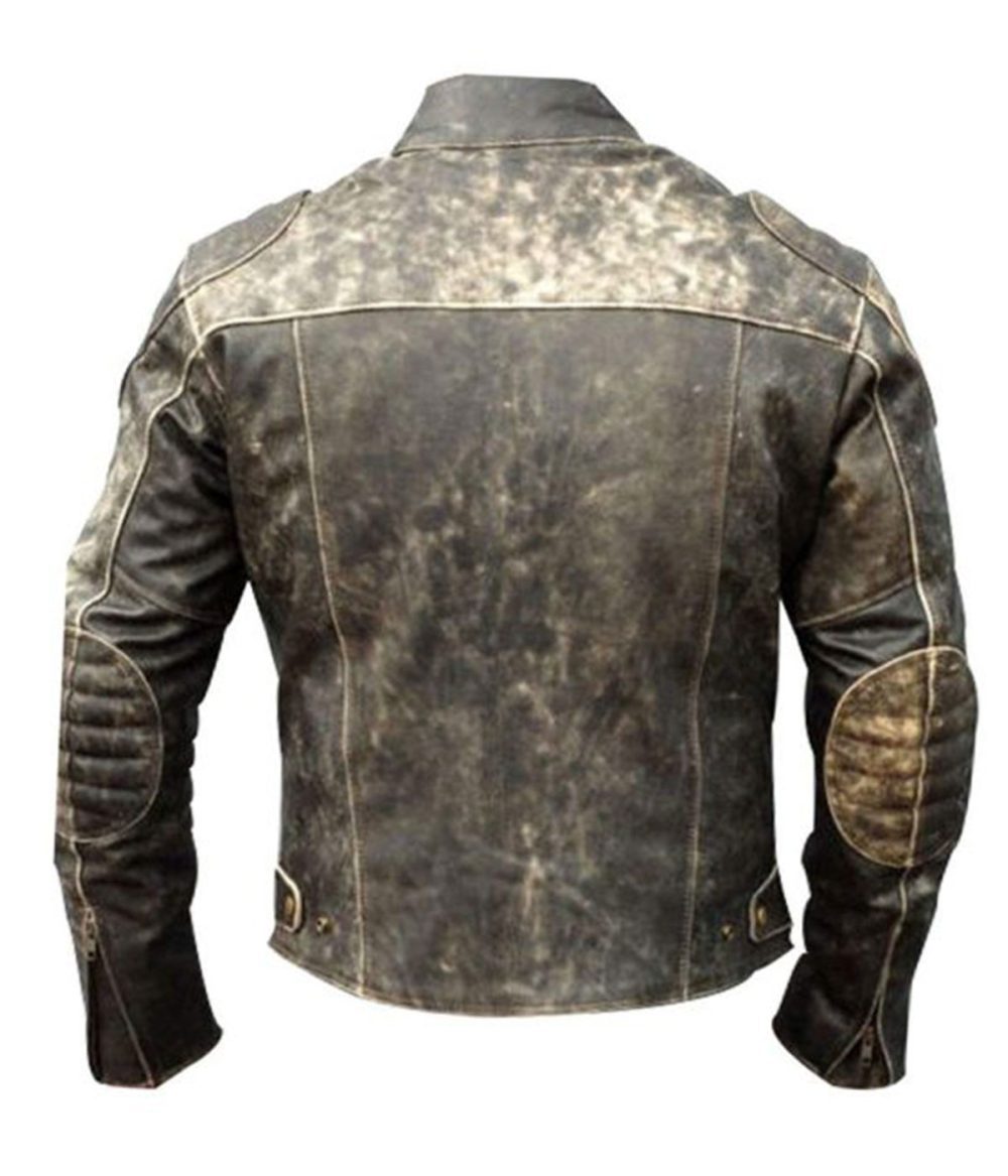 Mens Antique Black Vintage Distressed Retro Motorcycle Biker Leather Jacket