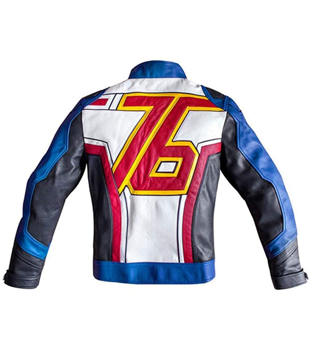 76 Multicolor Overwatch Soldier  Motorcycle Leather Jacket