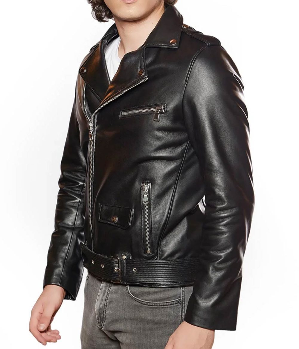 Men’s Black Genuine Leather Biker Jacket