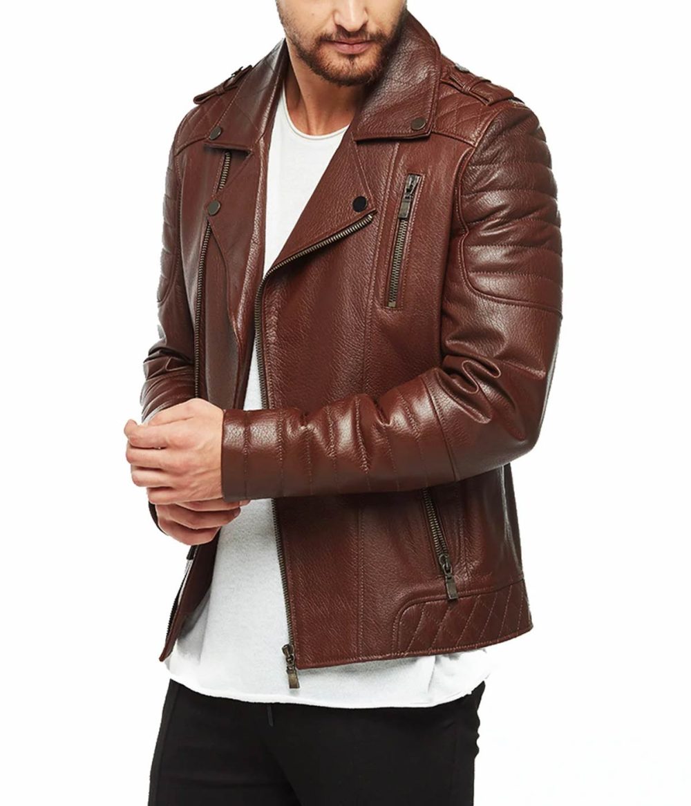 Classic Brown Branden Men’s Biker Jacket