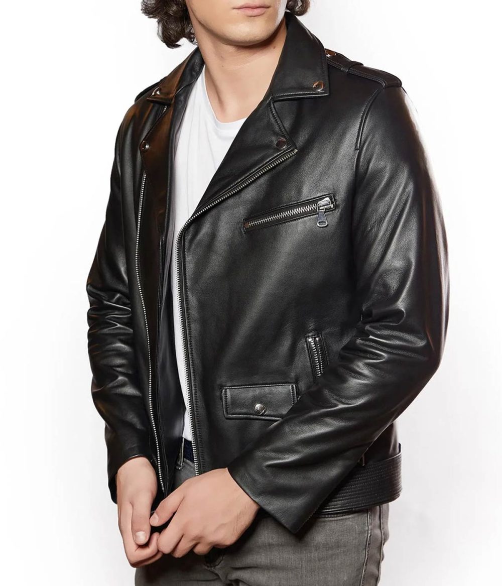 Men’s Black Genuine Leather Biker Jacket