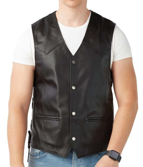 Black Biker Leather Jacket Men's