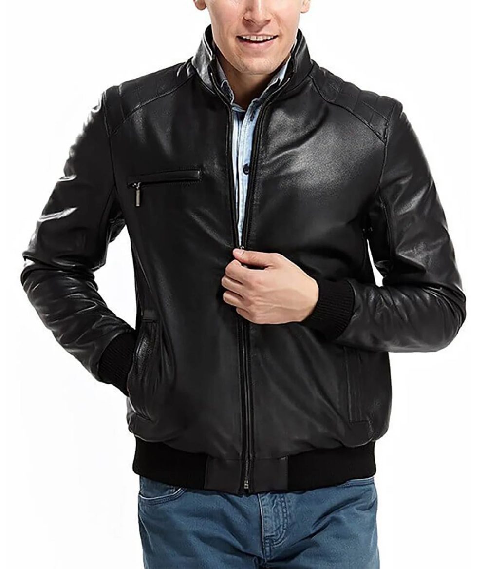 Black Leather Men’s Original Bomber Jacket