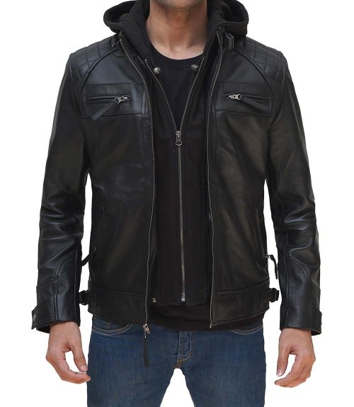 black hooded jacket