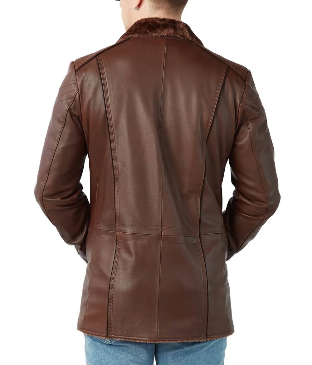 Genuine Leather Brown Fur Coat Men’s