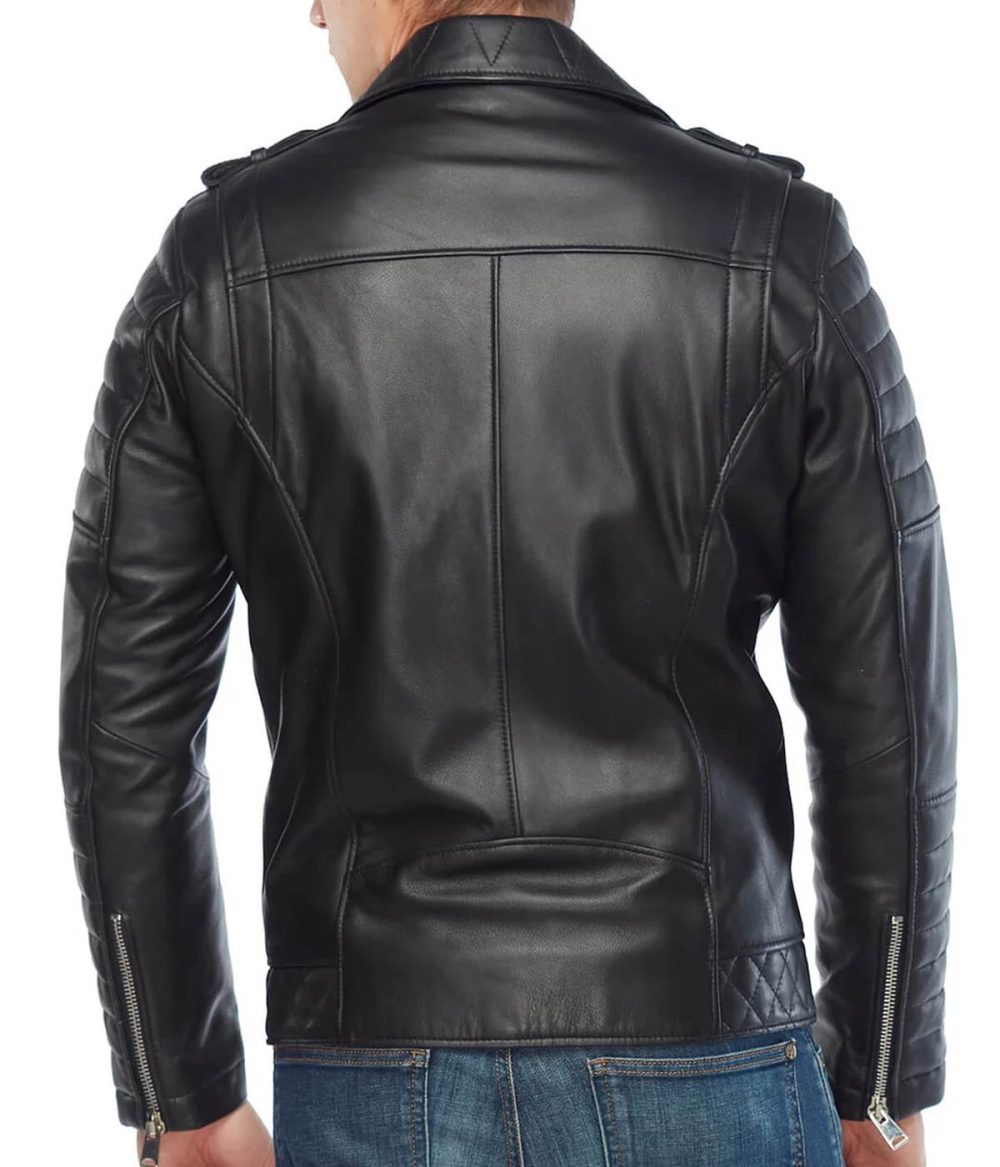 George Barnett Black Leather Biker Jacket