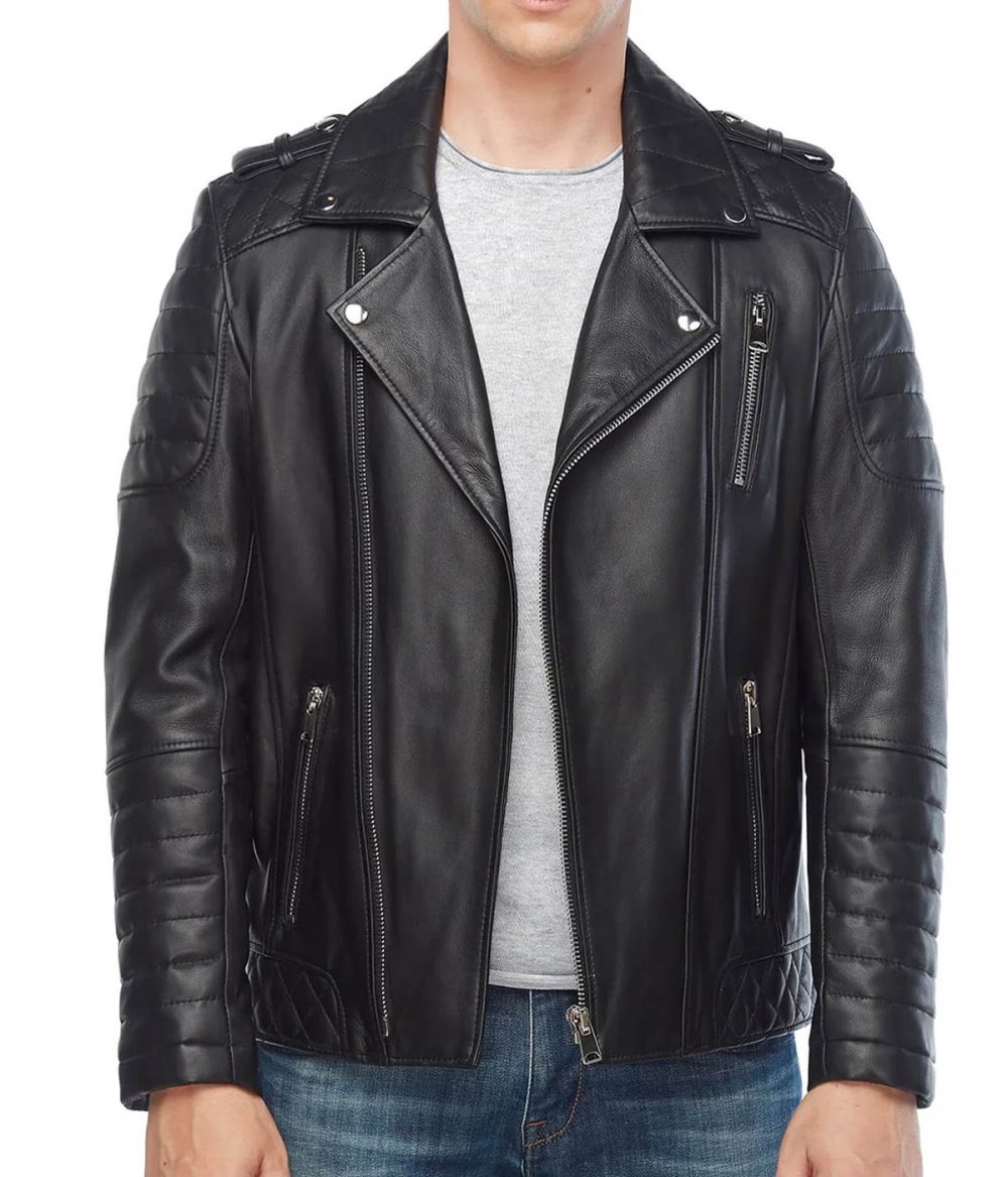 George Barnett Black Leather Biker Jacket