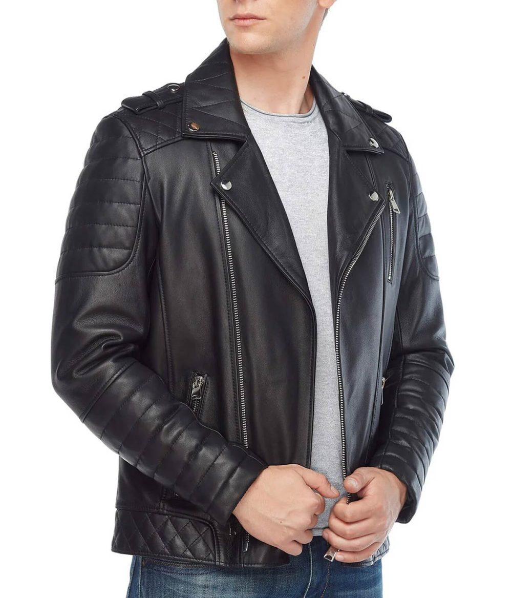 George Barnett Black Leather Biker Jacket