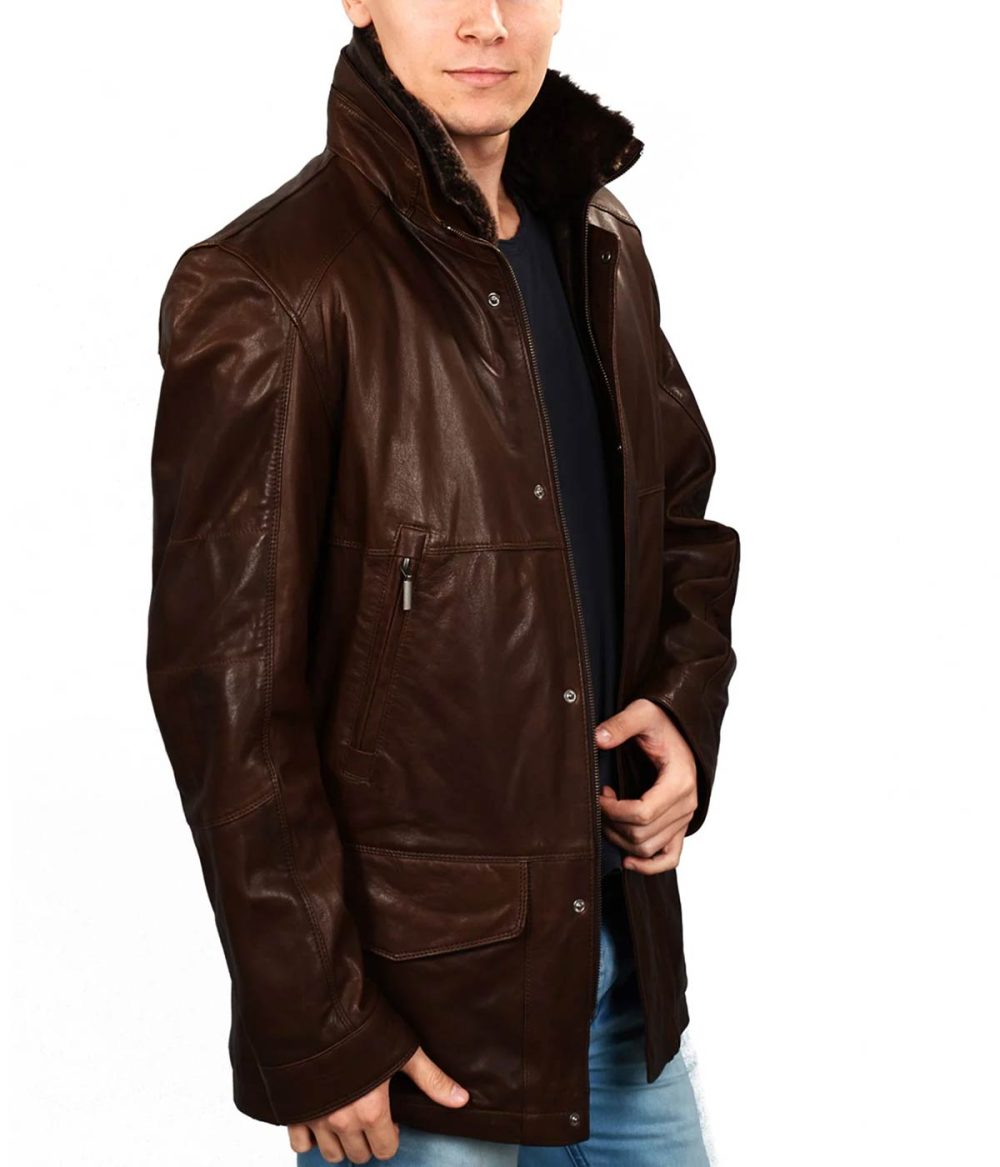 Hunter Men’s Brown Leather Coat