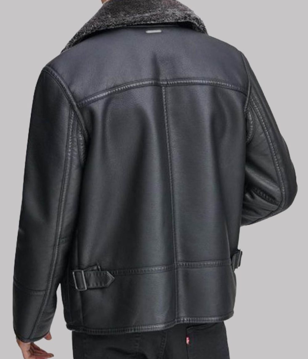 Men’s Black Leather Fur Jacket