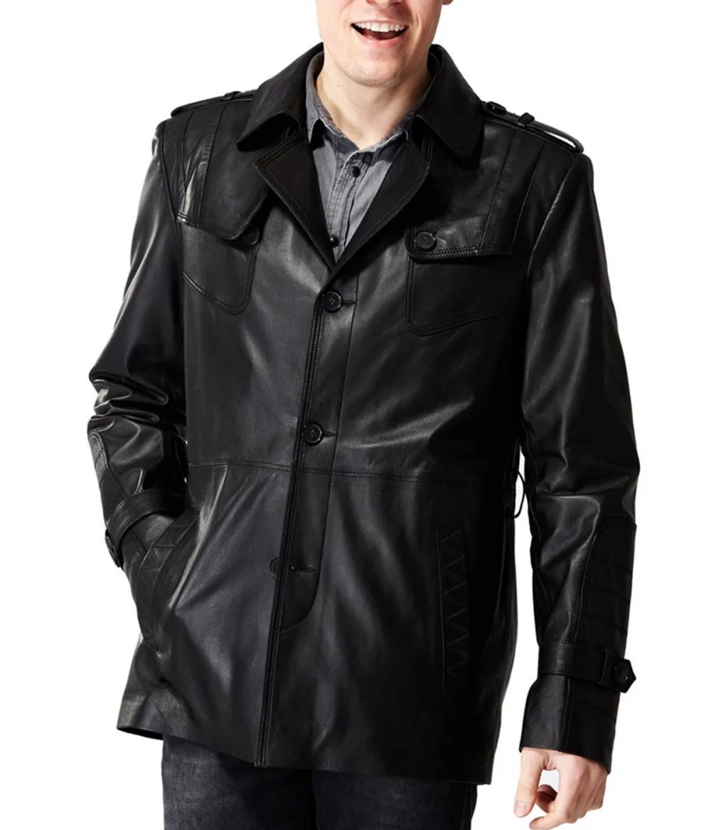 Sailor Men’s Black Leather Coat