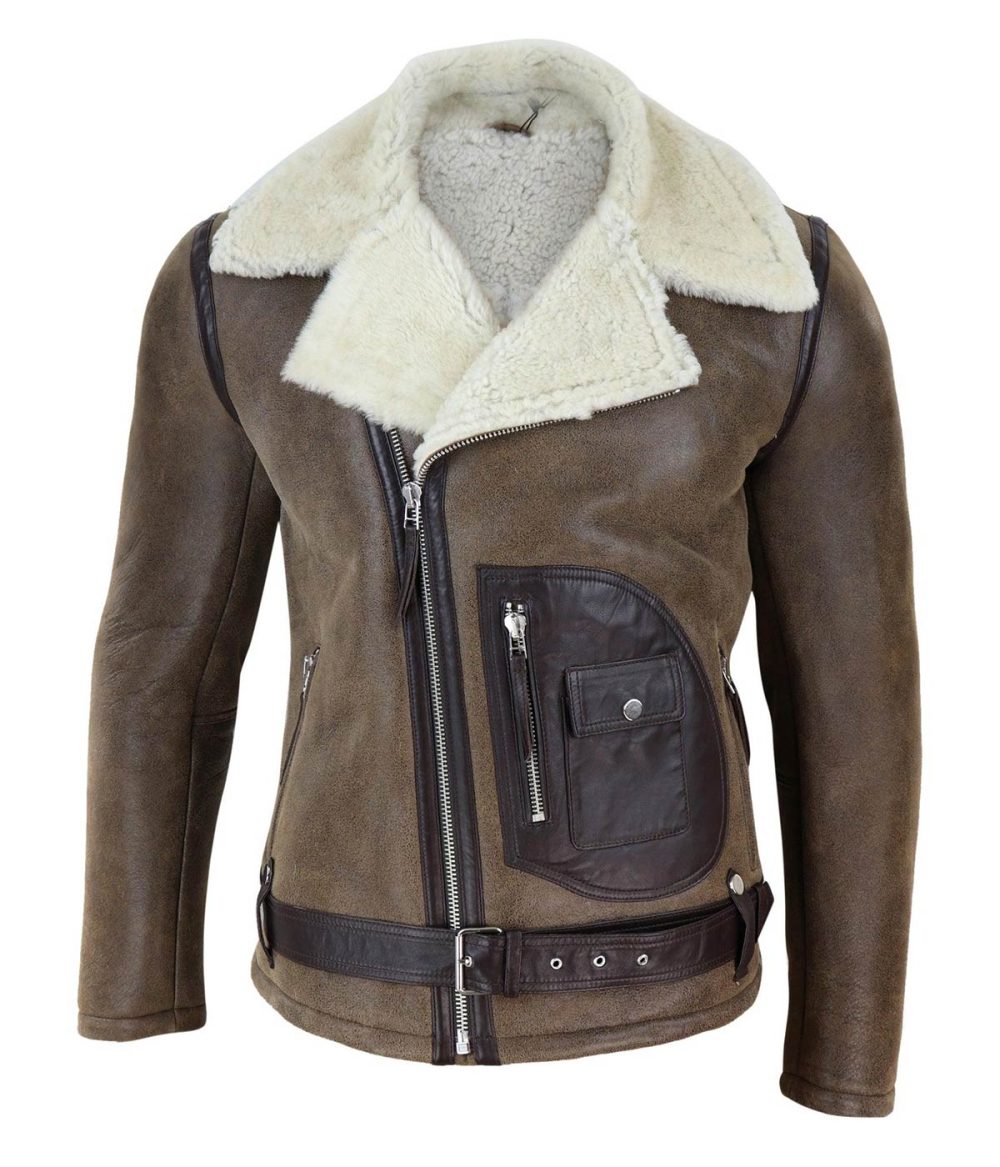 leather jacket with shearling