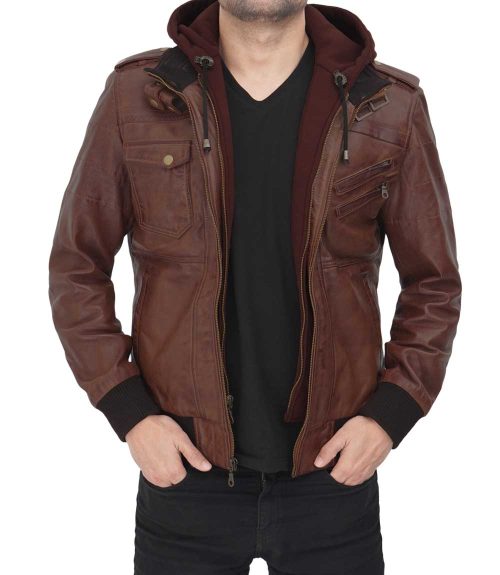 dark brown leather jacket