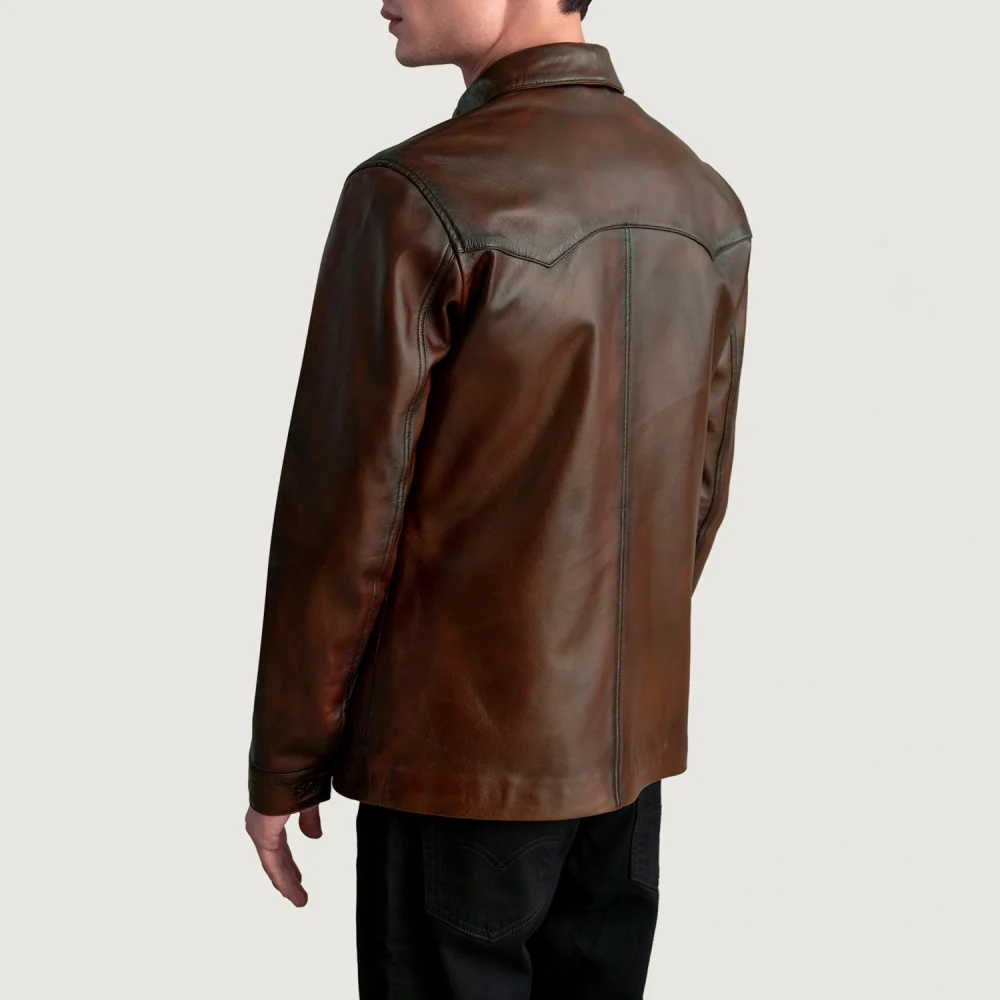 Bronco Distressed Brown Leather Shirt