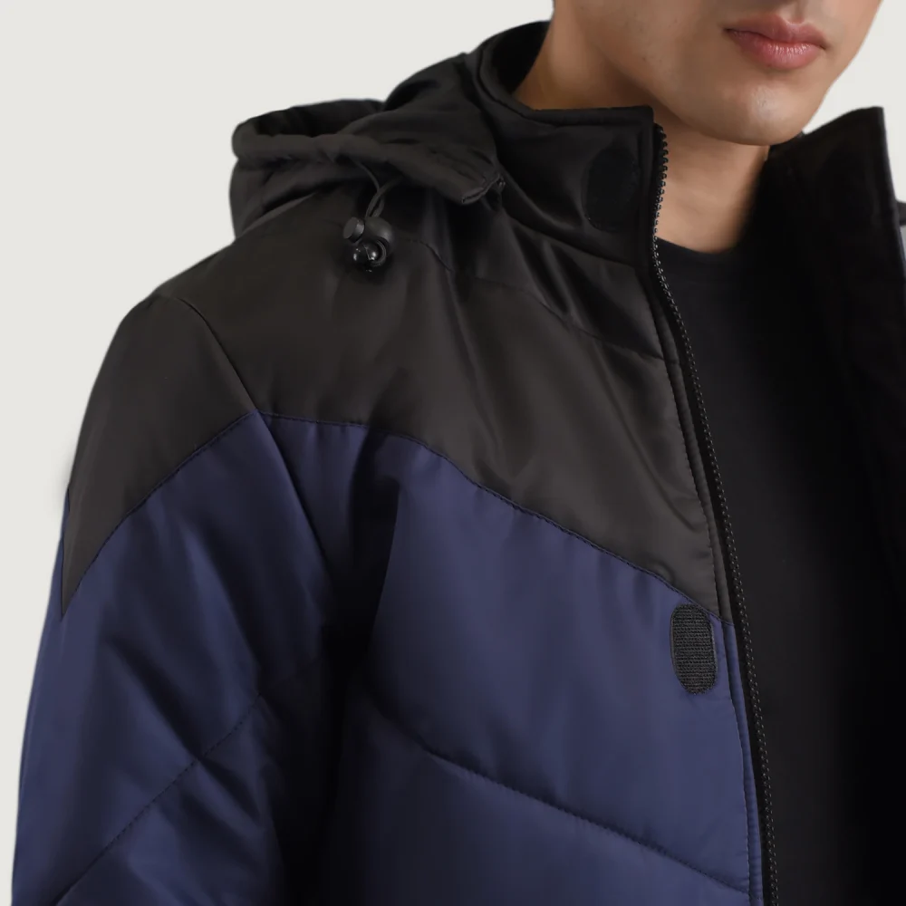 Luka Black And Blue Hooded Puffer Jacket