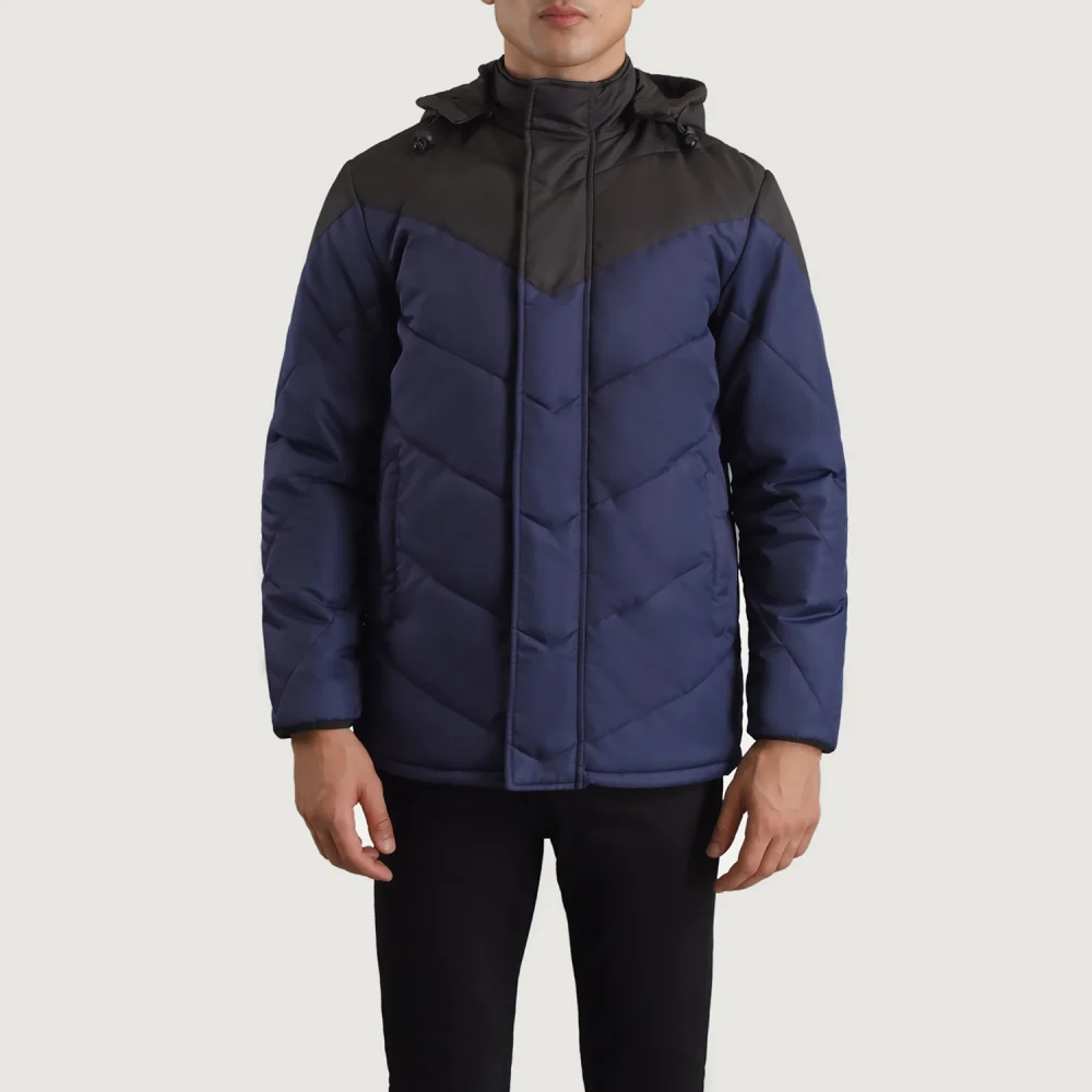 Luka Black And Blue Hooded Puffer Jacket