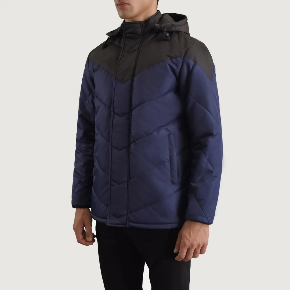 Luka Black And Blue Hooded Puffer Jacket