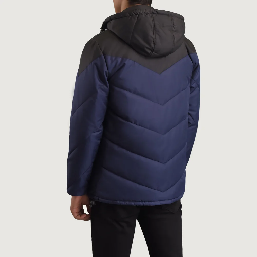 Luka Black And Blue Hooded Puffer Jacket