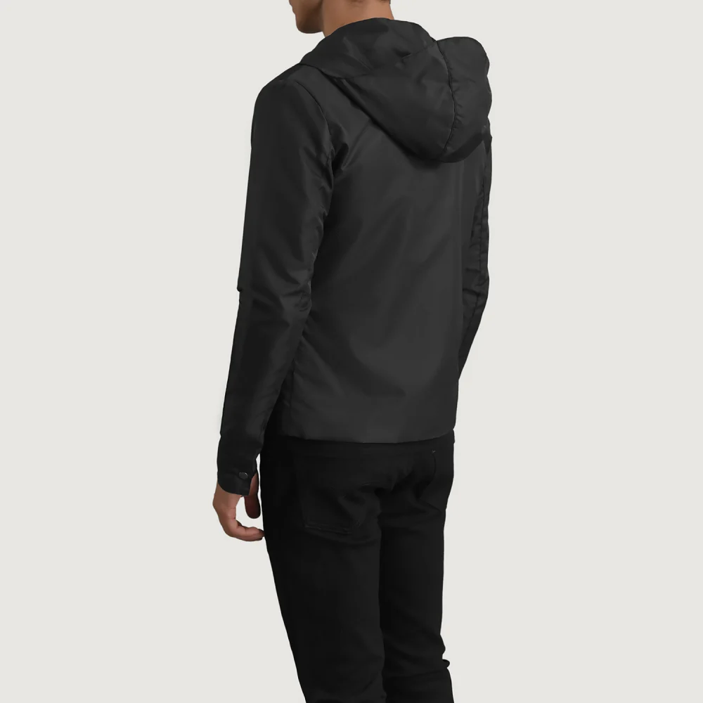 Wesley Black Hooded Windbreaker Jacket