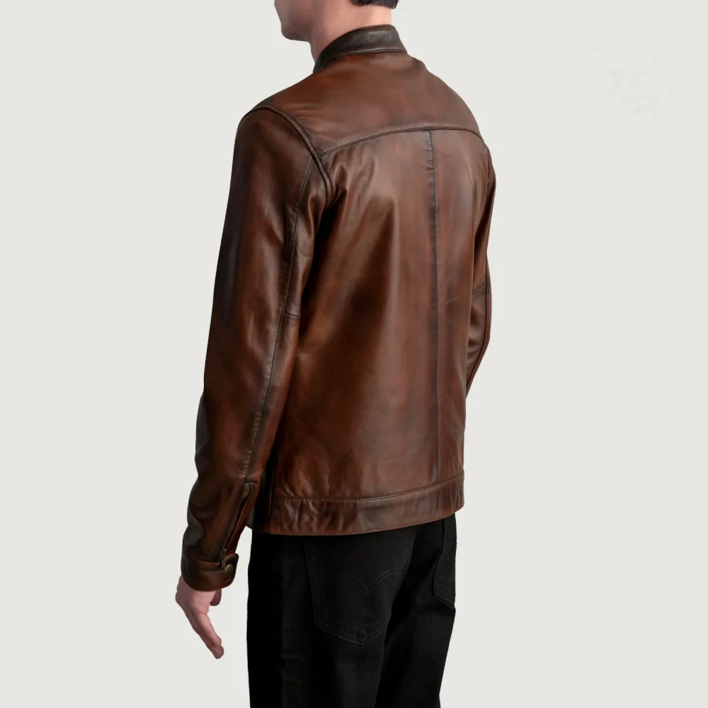 Zen Distressed Brown Leather Biker Jacket