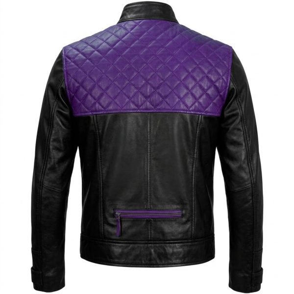 Black And Purple Leather Jacket Back