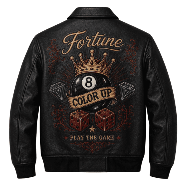 Black-Graphic-Tee-Leather-Jacket-Back Black Graphic Tee Leather Jacket Back