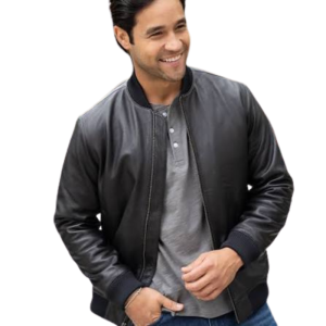 Black Leather Bomber Jacket