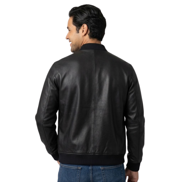 Black-Leather-Bomber-Jacket-Back Black Leather Bomber Jacket Back