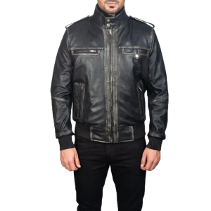 Black Leather Jacket Bomber