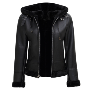 Black Leather Jacket Fur