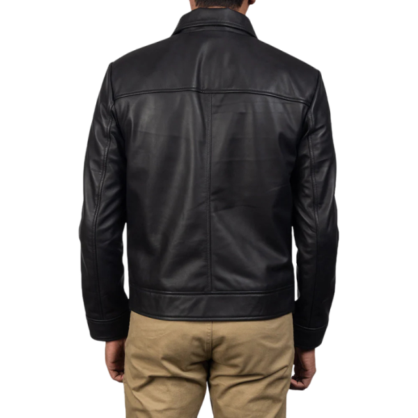 Black Leather Jacket Men Back