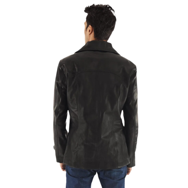 Black Leather Jacket Winter Back
