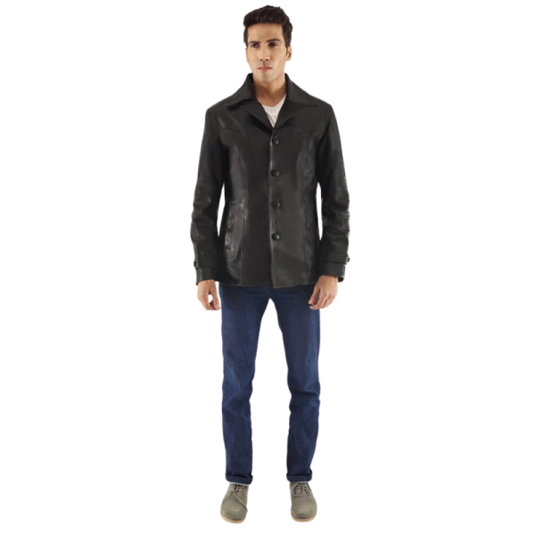 Black Leather Jacket Winter Model