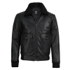 Black Leather Jacket With Collar
