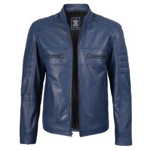 Blue Leather Jacket Mens