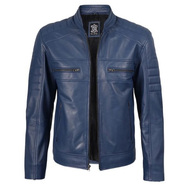 Blue Leather Jacket Mens
