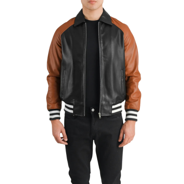 Brown And Black Leather Jacket