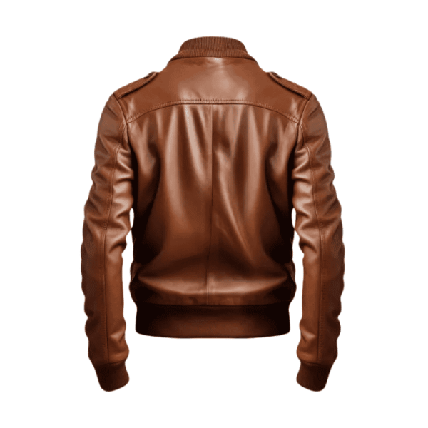 Brown Bomber Leather Jacket Back