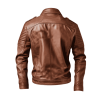 Brown Faux Leather Jacket Back
