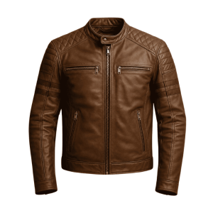 Brown Leather Aviator Jacket​