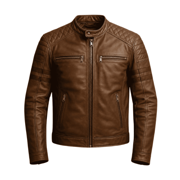 Brown Leather Aviator Jacket​