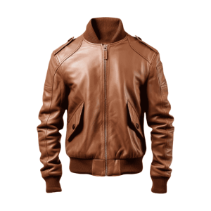 Brown Leather Bomber Jacket