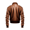 Brown Leather Bomber Jacket Back