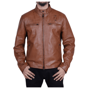 Brown Leather Moto Jacket