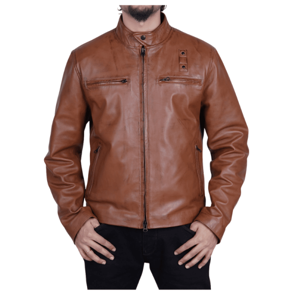 Brown Leather Moto Jacket