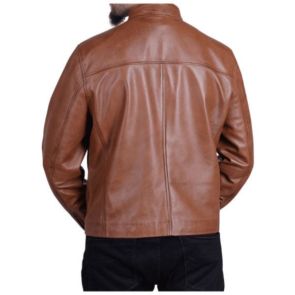 Brown Leather Moto Jacket Back