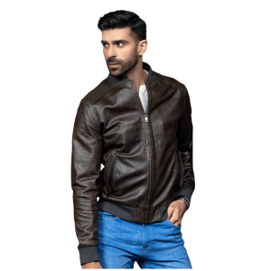 Dark-Brown-Bomber-Leather-Jacket Dark Brown Bomber Leather Jacket