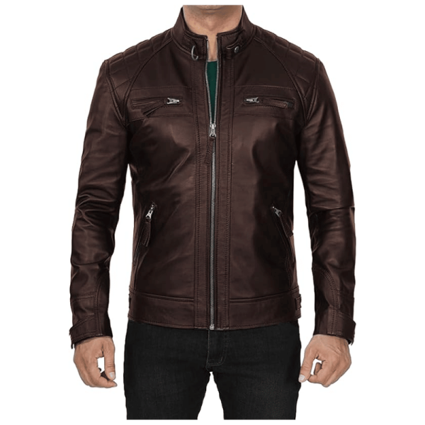 Dark Brown Faux Leather Jacket