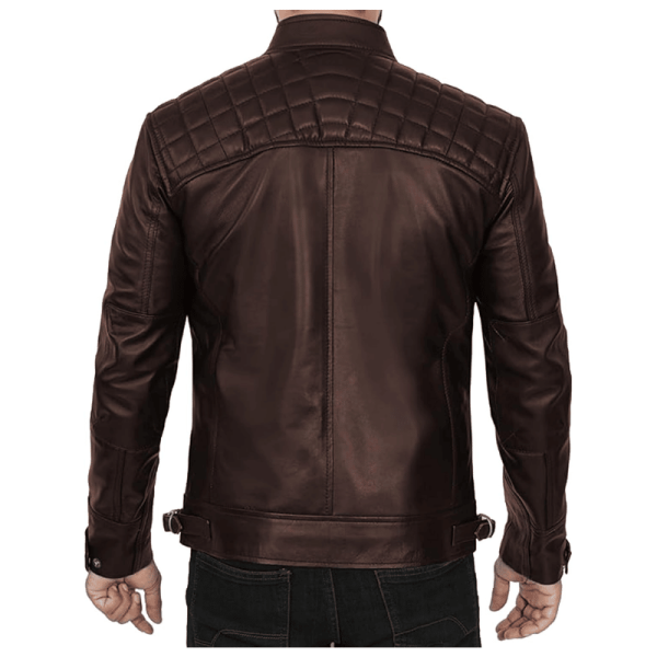 Dark Brown Faux Leather Jacket Back